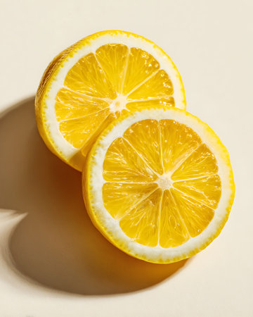 Slices of lemon on a light background. Close-up.の写真素材