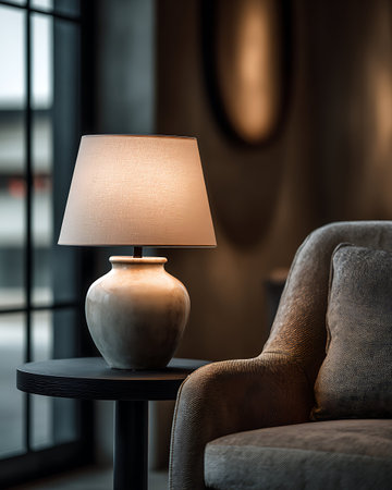 Lamp on the table in the living room. 3d renderingの写真素材
