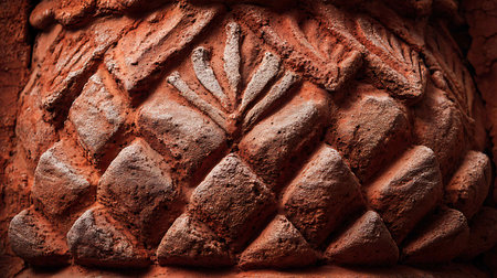 Ceramic pattern on the wall of the temple in Thailand.の写真素材