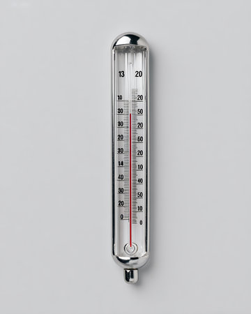 Thermometer on a gray background. Thermometer on a gray background.の写真素材