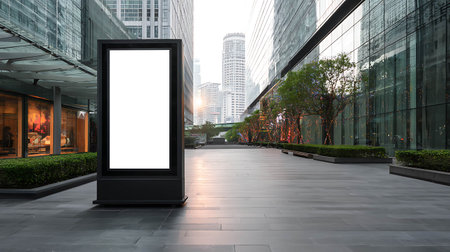 Blank vertical street billboard poster stand in city. 3d renderingの写真素材