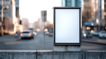 Blank billboard on the street in the evening. 3d renderingの写真素材