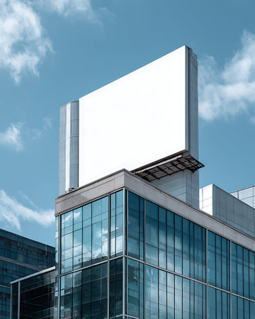 Blank billboard on office building. Mock up, 3D Renderingの写真素材