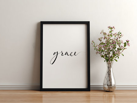 Mockup poster frame in modern interior background, 3d renderの写真素材
