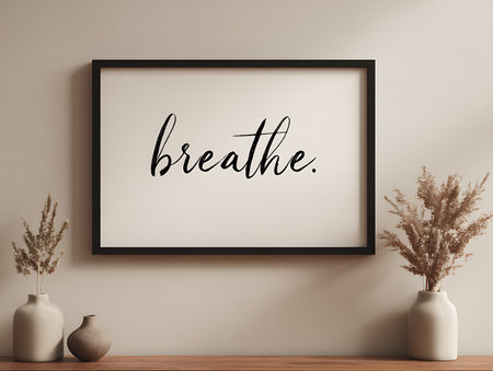 Mock up poster frame in interior background, 3d render illustrationの写真素材