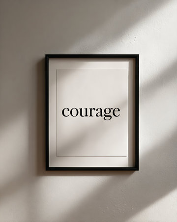 Black frame on the wall with a text, concept of interior designの写真素材