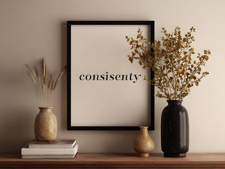 Mock up poster frame in modern interior background, 3d renderの写真素材
