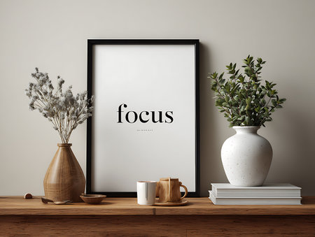 Mockup poster frame in modern interior background, 3d renderの写真素材
