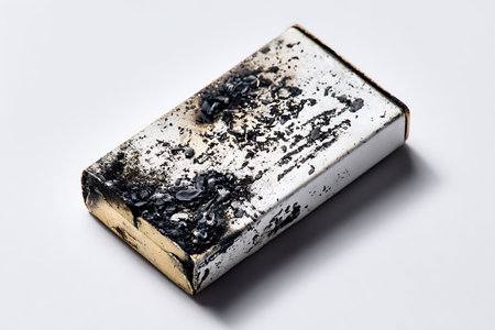 A close up shot of a bar of ash on a white backgroundの写真素材