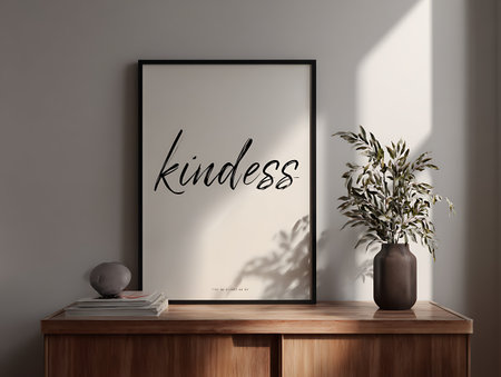 Mock up poster frame in interior background, 3D render illustrationの写真素材