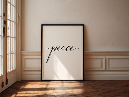 Mock up poster frame in modern interior background, 3D renderingの写真素材