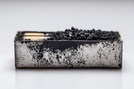 Burnt matches on a white background, close-up, macroの写真素材