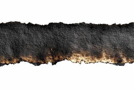 Ripped black paper isolated on white background with space for your messageの写真素材