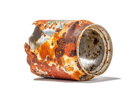 Rusty tin can isolated on white background. 3d illustration.の写真素材