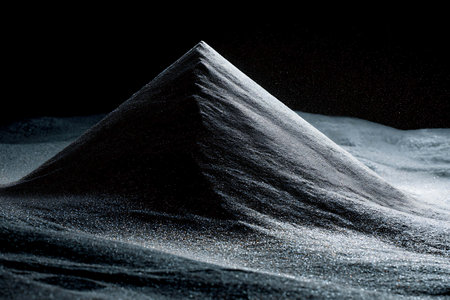 Snowy mountains in the winter at night. Snowdrift.の写真素材