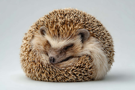 hedgehog isolated on a white background, closeup of photoの写真素材