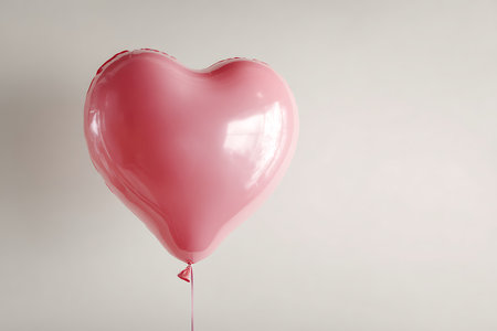 Pink heart shaped balloon on grey background, closeup. Valentine's day celebrationの写真素材