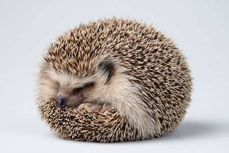 hedgehog isolated on white background, close-up, studio shotの写真素材