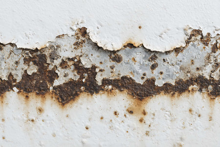 Rusty white painted wall texture. Abstract background for design with copy space for text or image.の写真素材
