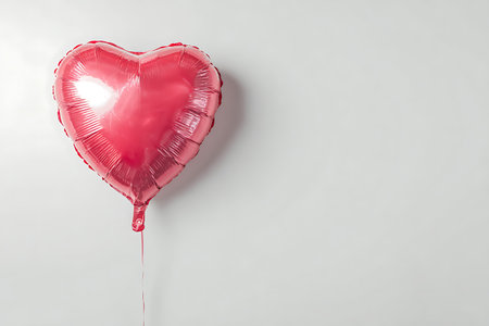Red heart-shaped balloon on white background. 3D Renderingの写真素材