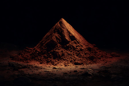 Mountain of sand on a black background. 3d rendering.の写真素材