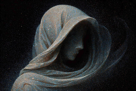 Woman in a veil on a black background. The concept of women's fashion.の写真素材