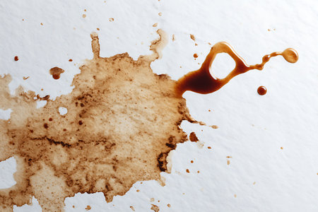 Coffee stains on a white paper background. Top view.の写真素材