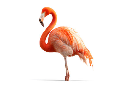 Pink flamingo isolated on white background. 3D illustration, clipping pathの写真素材