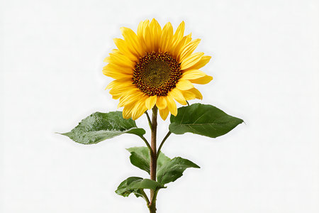 Sunflower isolated on white background with clipping path and copy space.の写真素材