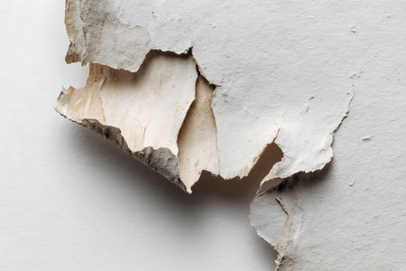 Pieces of torn paper on a white background. Copy space.の写真素材