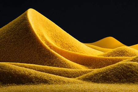 Golden sand on black background. 3d rendering, 3d illustration.の写真素材