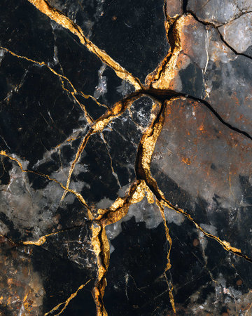 Black marble texture with cracks. Abstract background and texture for design.の写真素材