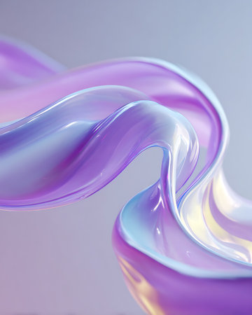 abstract background of purple and white wavy liquid. 3d render illustrationの写真素材