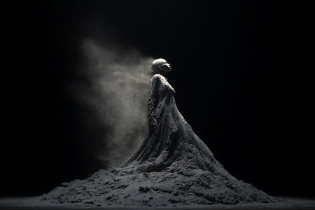 Goddess of the Snow in the dark, 3d renderingの写真素材