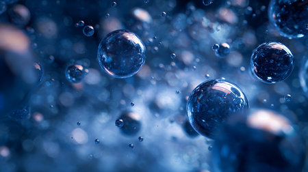 Bubbles in water, macro shot with shallow depth of fieldの写真素材