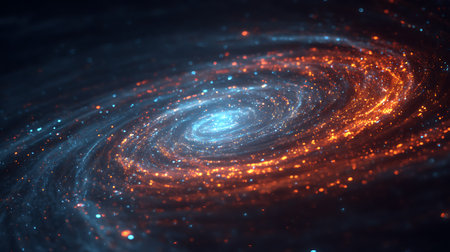 glowing particles in space, computer generated abstract background, 3d renderの写真素材