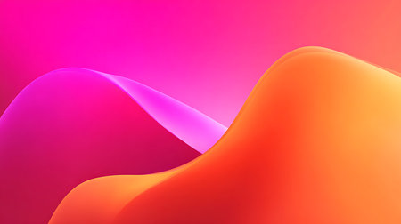 abstract background with smooth wavy lines in pink and orange colorsの写真素材
