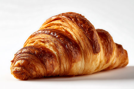 Freshly baked croissant on a white background, close upの写真素材