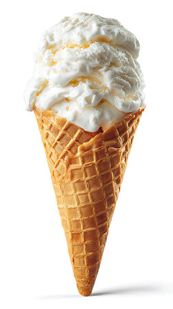 Ice cream cone isolated on white background. Clipping path included.の写真素材