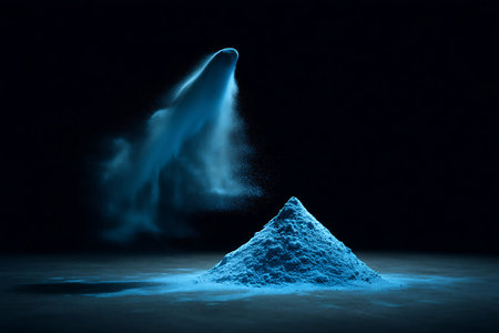3d rendering of a snow explosion on a black background with space for textの写真素材