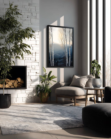 Modern bright interiors. 3d rendered illustration . Living roomの写真素材