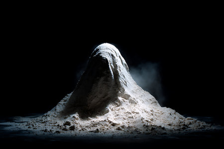 Mountain of snow on a black background. Snowdrift.の写真素材