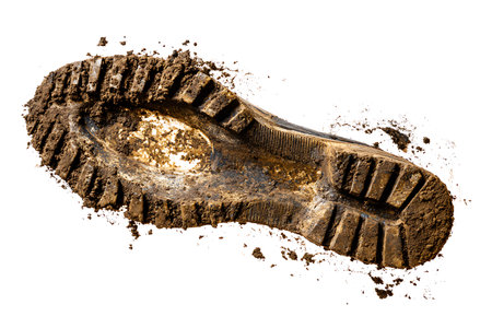 Close up of shoe soles on white background with clipping path.の写真素材