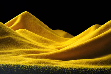 Yellow fabric on a black background. 3d rendering, 3d illustration.の写真素材