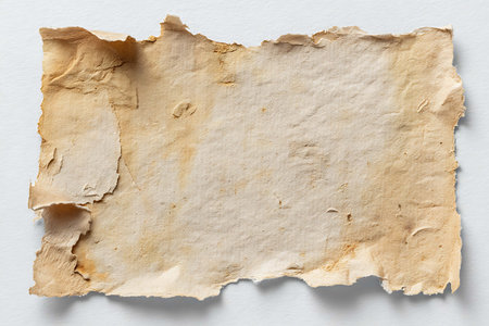 Old paper on a white background with space for text or image.の写真素材