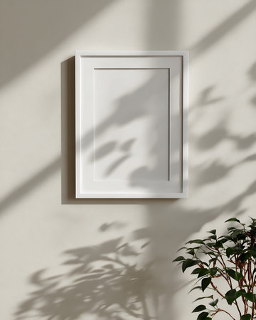 White frame mockup on the wall. 3d rendering, 3d illustration.の写真素材