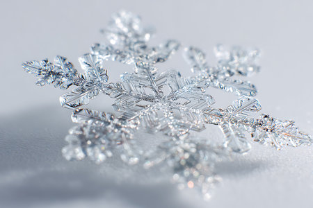 Snowflakes on a white background, close-up, macroの写真素材