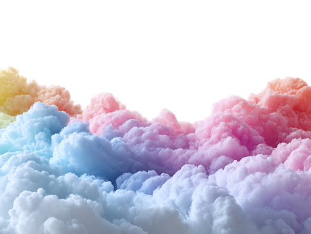 Colorful fluffy clouds in the sky. 3D render illustration.の写真素材