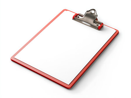 Clipboard with blank paper on a white background. 3d illustrationの写真素材