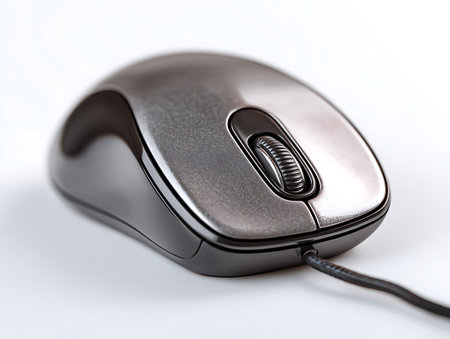 Wireless computer mouse on white background. Close-up shot.の写真素材